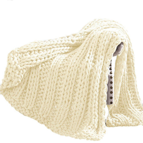 Dreux Throw | Acrylic | Chunky Cable Knit | Ivory