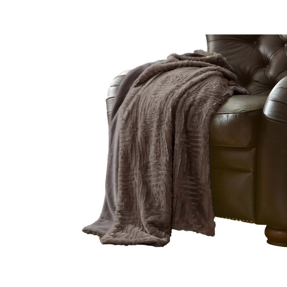 Treviso Throw | Faux Fur | Fret Pattern | Gray