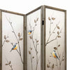 Art Styled 3 Panel Wooden Screen with Hand painted Fabric Design Beige - BM205893 By Casagear Home BM205893