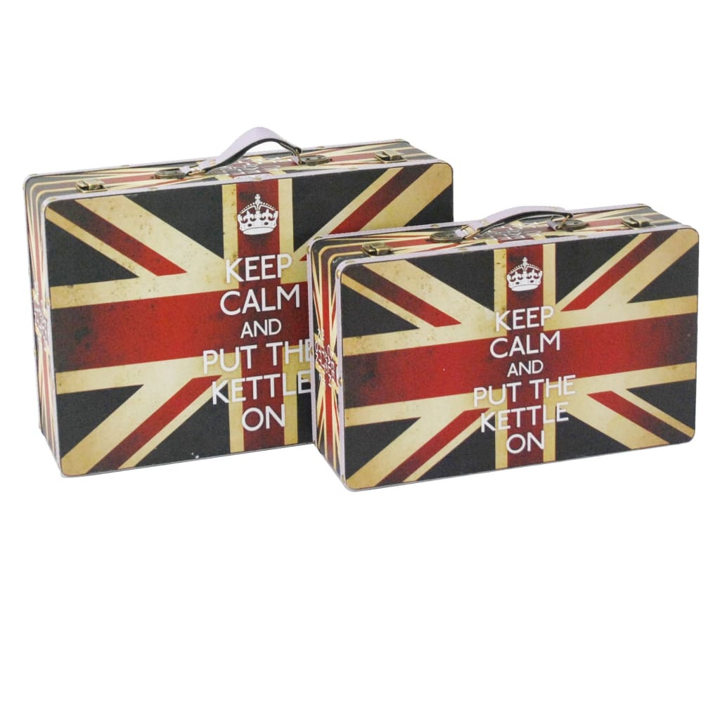 Suitcase Set | Canvas Upholstery | Union Jack Print | Set of 2 | Multicolor