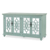 Trellis Front Wood and Glass TV stand with Cabinet Storage, Mint Green - BM205971 By Casagear Home