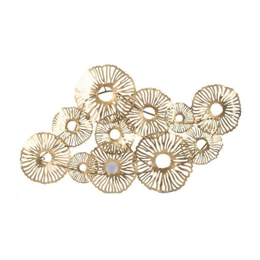 Contemporary Style Metal Wall Art with Coral Pattern Design, Gold By Casagear Home