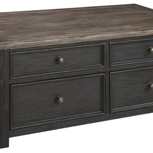Coffee Table | Wood | Lift Top | Drawers | Casters | Black & Brown