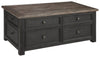 46" 4-Drawer Lift Top Coffee Table with Caster, Black and Brown By Casagear Home