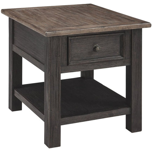 End Table | Wood | 1 Drawer | 1 Shelf | Brown & Black