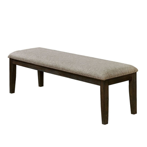 Bench | Fabric Upholstered | Nailhead Trim | 48" | Gray & Espresso