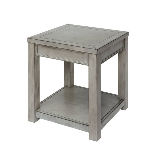 22" Square End Table with Bottom Shelf, Gray By Casagear Home