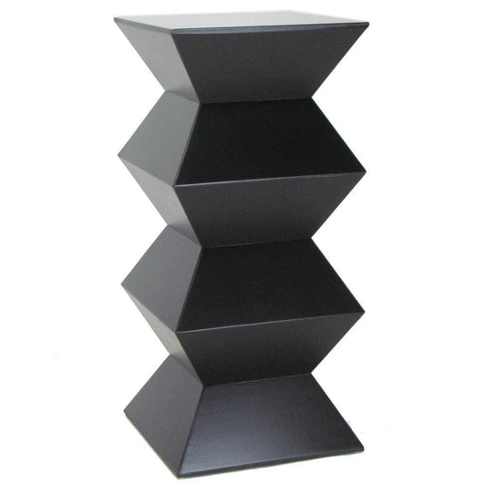 36" Contemporary Style Faceted Pedestal with Square Top, Black By Casagear Home
