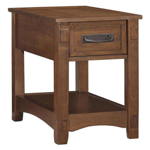 End Table | 1 Drawer | Open Bottom Shelf | Chair Side | Brown