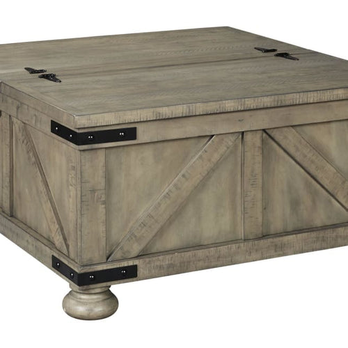 Coffee Table | Farmhouse Style | Lift Top | Crossbuck | Gray