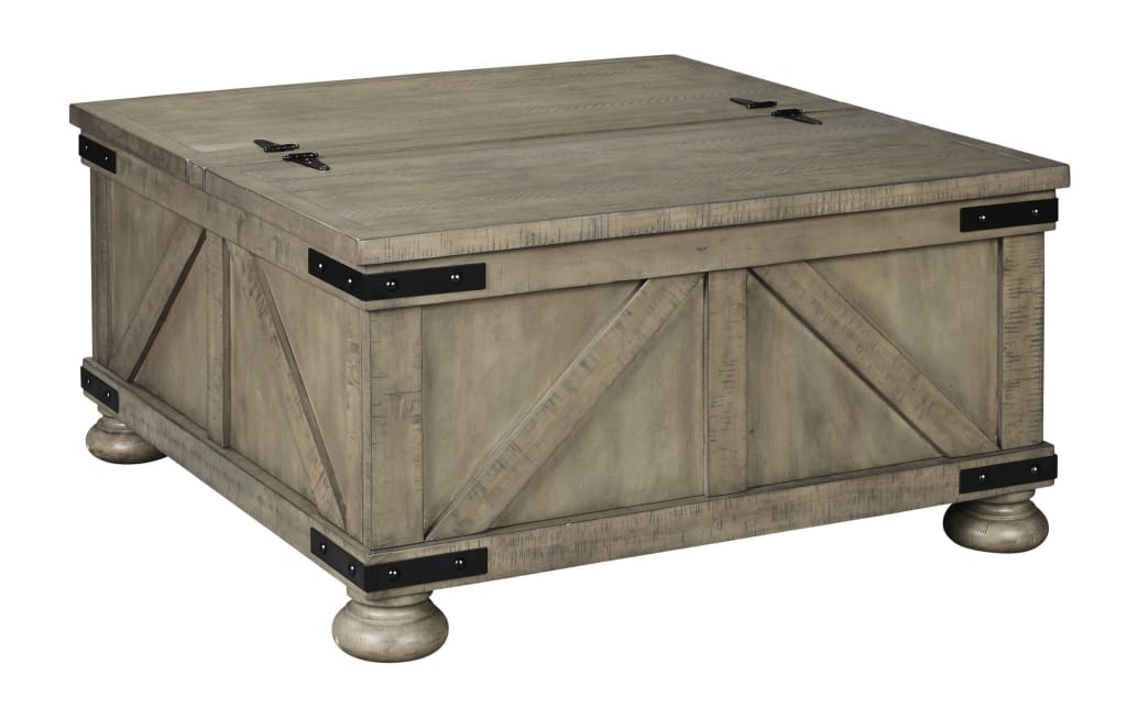 Coffee Table | Farmhouse Style | Lift Top | Crossbuck | Gray