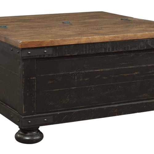Coffee Table | Square | Lift Top Trunk Storage | 36" | Brown & Black