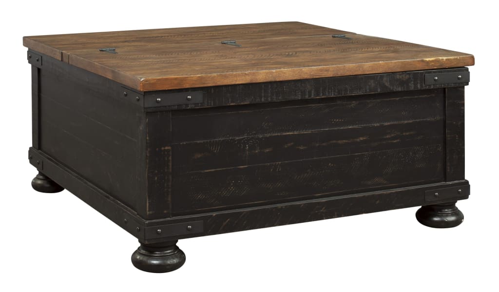 Coffee Table | Square | Lift Top Trunk Storage | 36" | Brown & Black