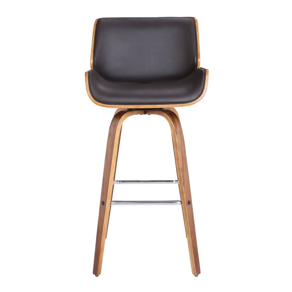 30 Leatherette Bar Height Swivel Barstool Black & Brown By Casagear Home BM214498