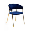 Dining Chair with Metal Legs Set of 2 Blue and Gold By Casagear Home BM214814