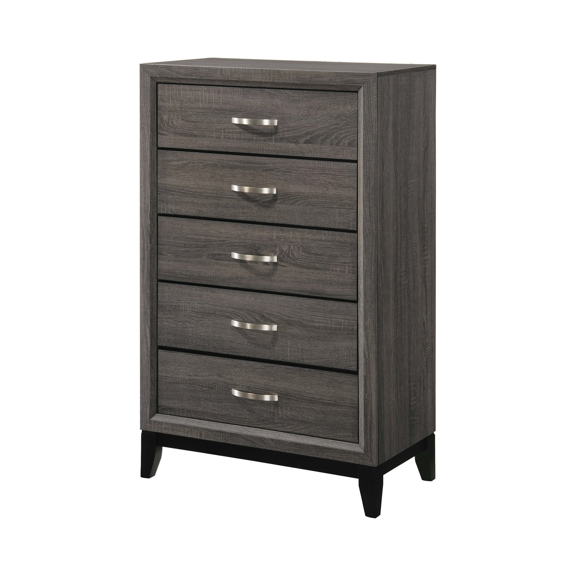 50" 5-Drawer Chest with Chamfered Feet, Gray