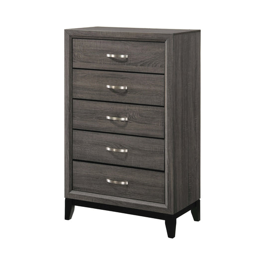 50" 5-Drawer Chest with Chamfered Feet, Gray