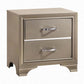 2 Drawers Contemporary Nightstand with Mirror Accents and Metal Pull,Silver By Casagear Home