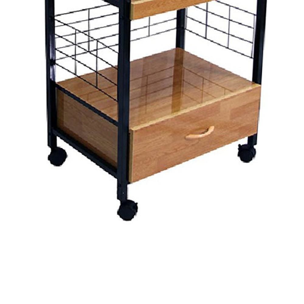 Wood and Metal Frame Microwave Cart with Power Outlet Black and Brown By Casagear Home BM216721