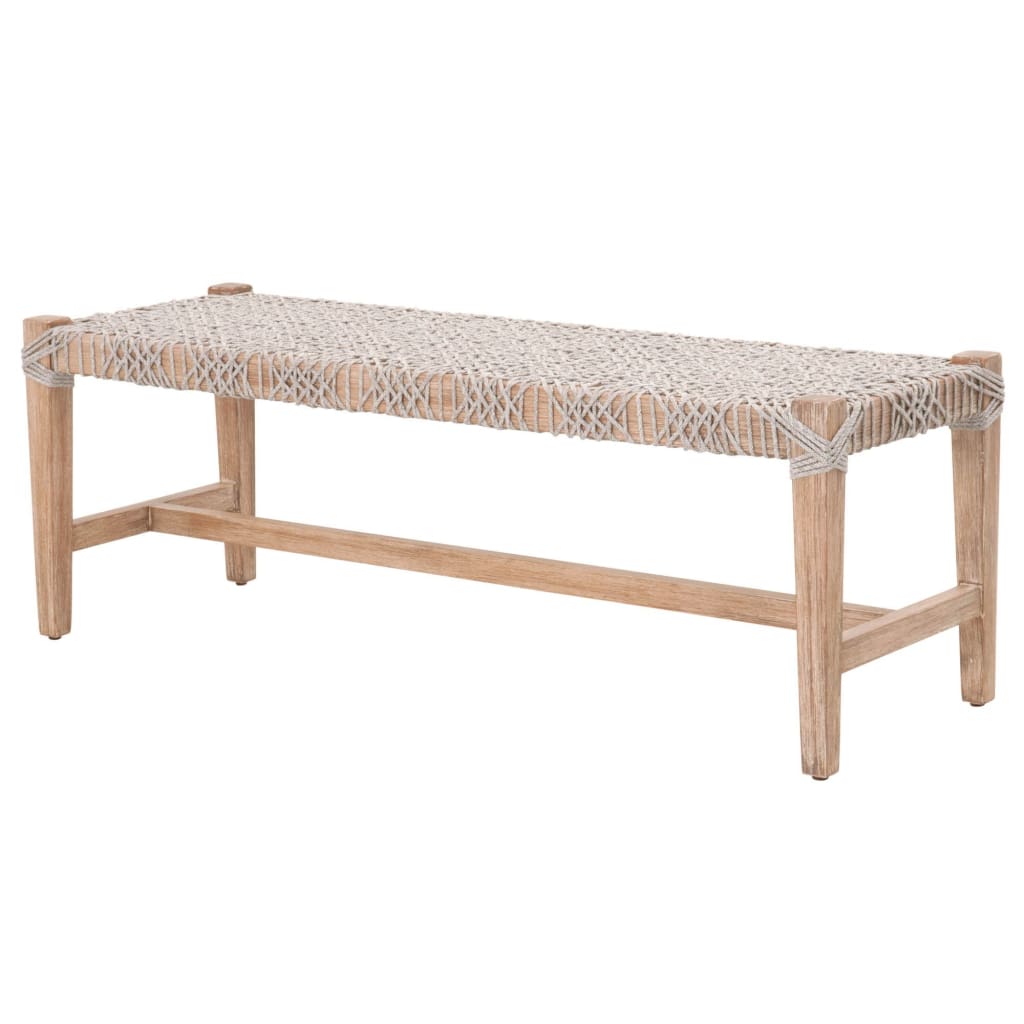 Interwind Rope Bench | Wood Frame | Trestle Base | Gray & Brown