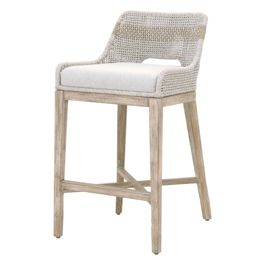 39" Rope Woven Barstool With Flared Legs, Gray By Casagear Home