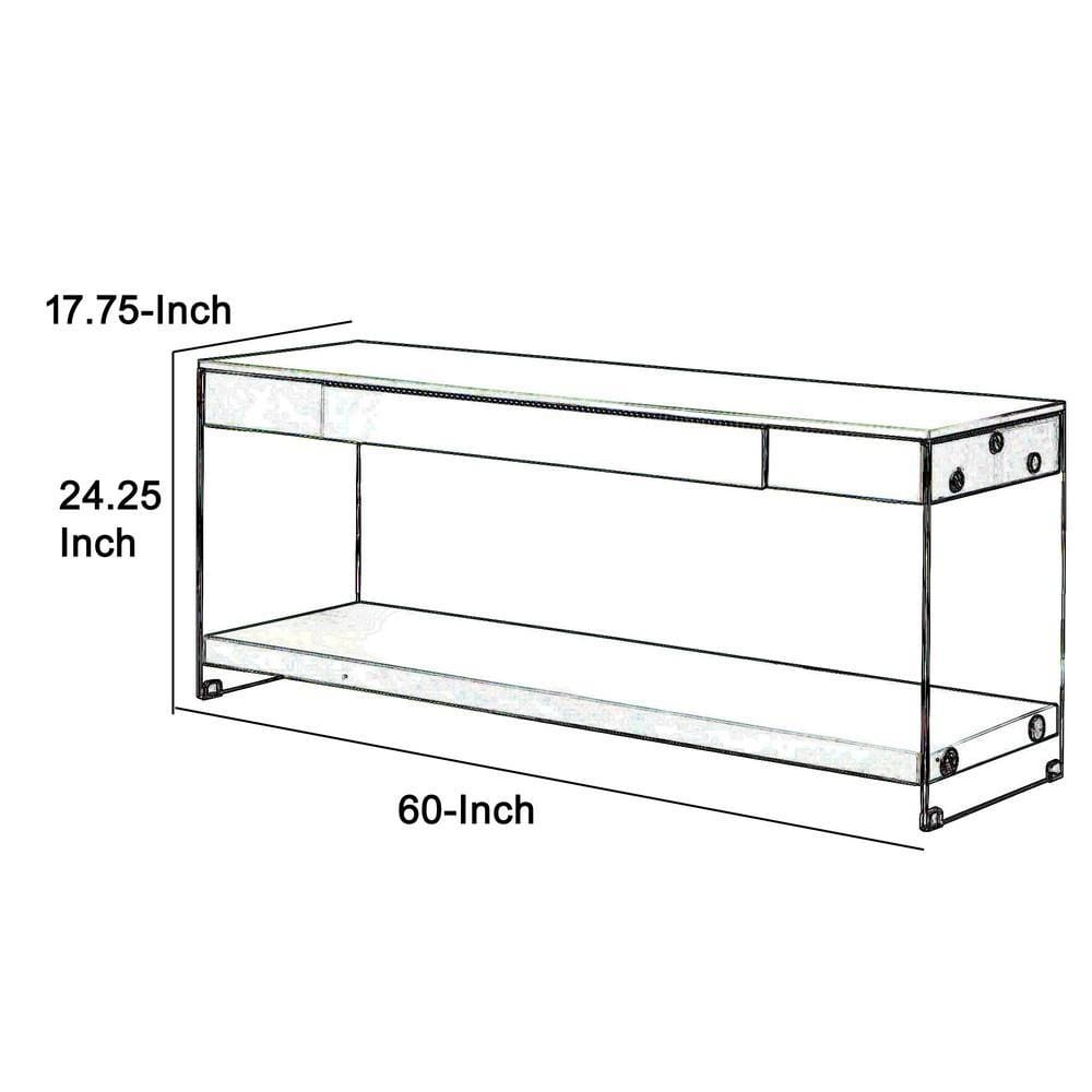 Contemporary Style Plastic TV Stand with Glass Side Panels White By Casagear Home BM217503