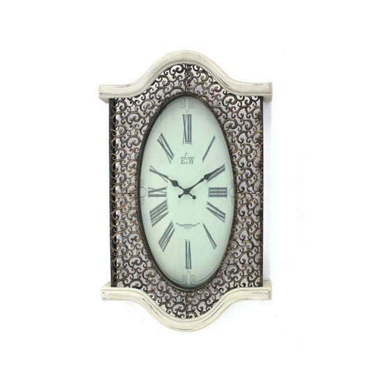 20" X 31" Scalloped Wall Clock with Intricate Details, White By Casagear Home