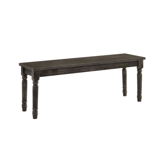 47" Rectangular Wooden Bench with Turned Legs, Antique Gray By Casagear Home