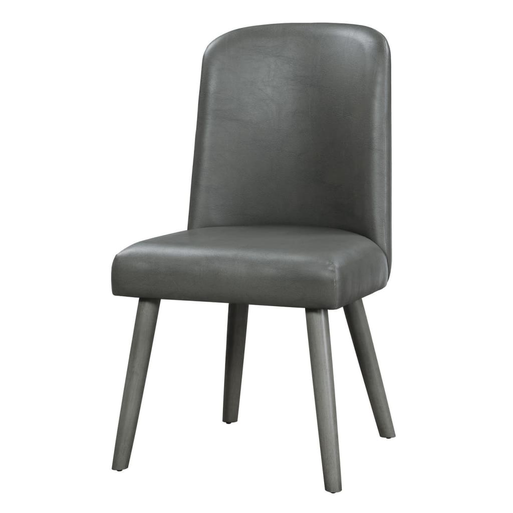 Faux Leather Dining Chair | Splayed Wood Legs | Set of 2 | Gray