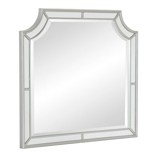 40" Wooden Frame Mirror with Clipped Corners, Silver By Casagear Home