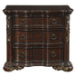 32 3-Drawer Nightstand with Carved Pilaster Cherry Brown By Casagear Home BM219079