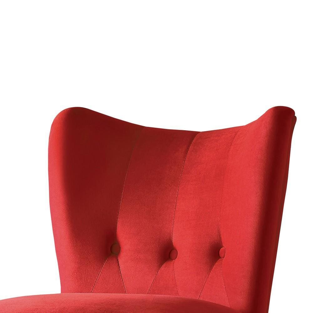 Armless Accent Chair with Button Tufted Flared Back Red By Casagear Home BM219779