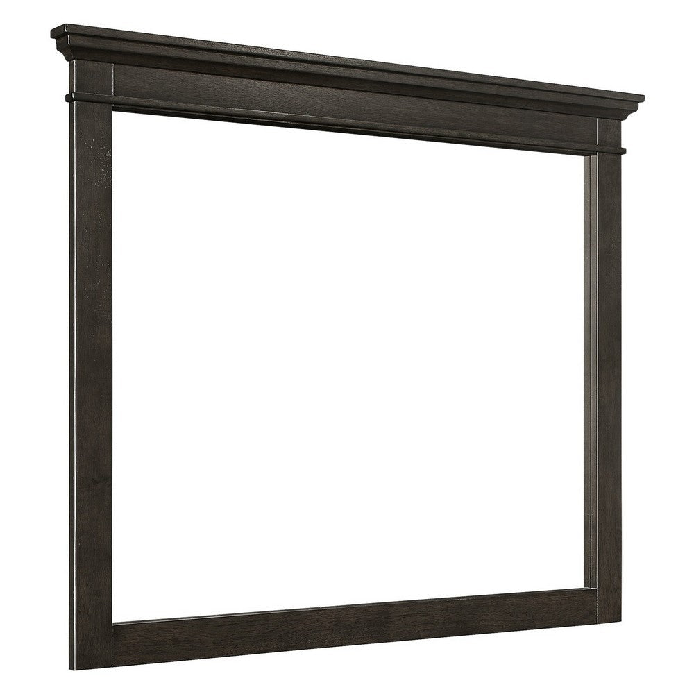 Dresser Mirror | Rectangular Wood Frame | Molded | 35 x 42 | Charcoal Gray