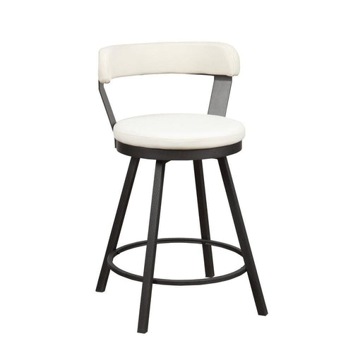 Counter Height Chair | Faux Leather | Metal Slanted Legs | Set of 2 | White