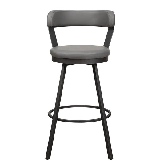 25" Leatherette Pub Chair with Metal Legs, Set of 2, Gray By Casagear Home