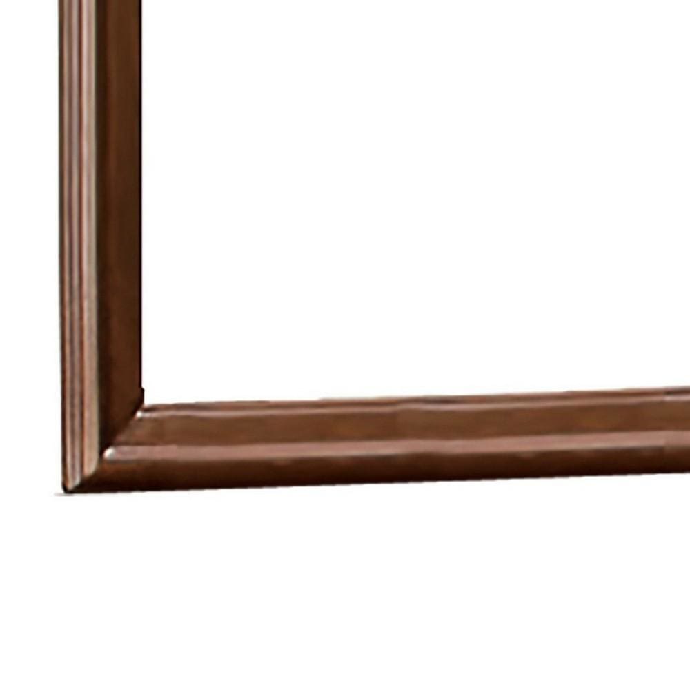 Arched Molded Design Wooden Frame Mirror Cherry Brown By Casagear Home BM220090