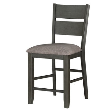 Counter Height with Chair with Ladder Backrest and Fabric Padded Seat, Gray By Casagear Home