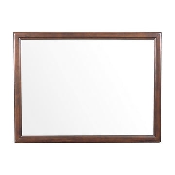 Wood Landscape Mirror | 38" | Molded Details | Dual Texture | Brown