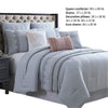 Valletta 8 Piece Queen Comforter Set with Embroidery and Pleats Gray By Casagear Home BM222753