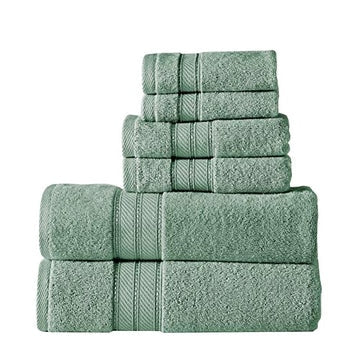 Bergamo 6 Piece Spun loft Towel Set with Twill Weaving, Green By Casagear Home