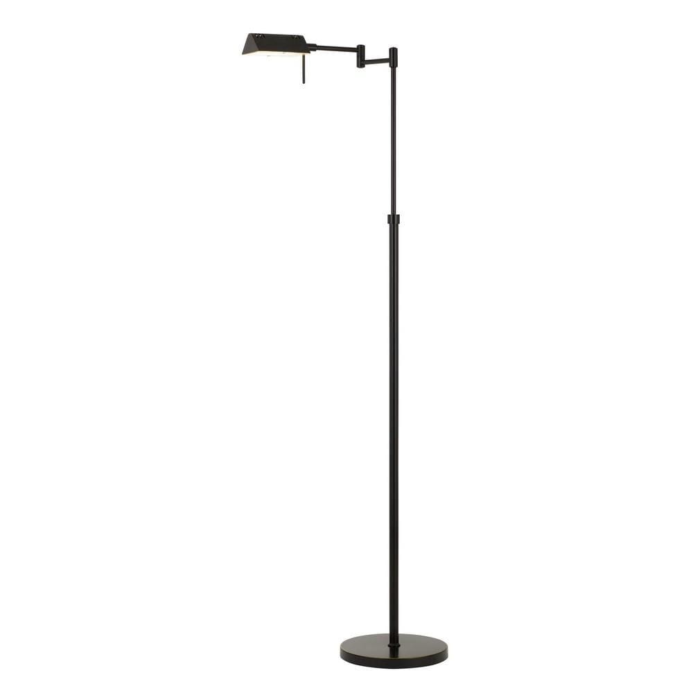 10W LED Adjustable Metal Floor Lamp with Swing Arm, Black By Casagear Home