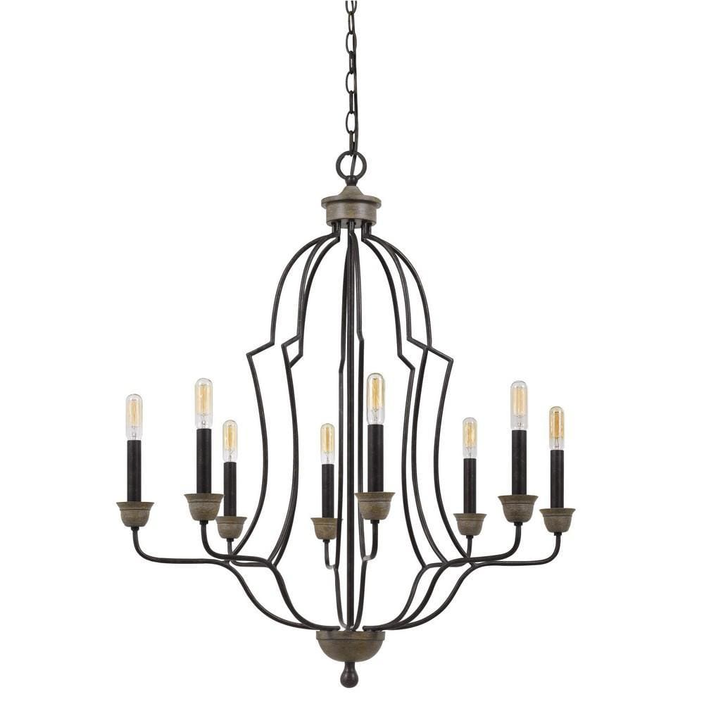 Chandelier | 60W x 8 | Tubular Frame | Textured Bronze