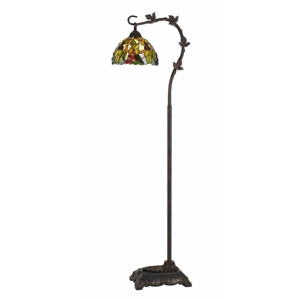 Tiffany Floor Lamp | Downbridge | Leaf Accents | Multicolor