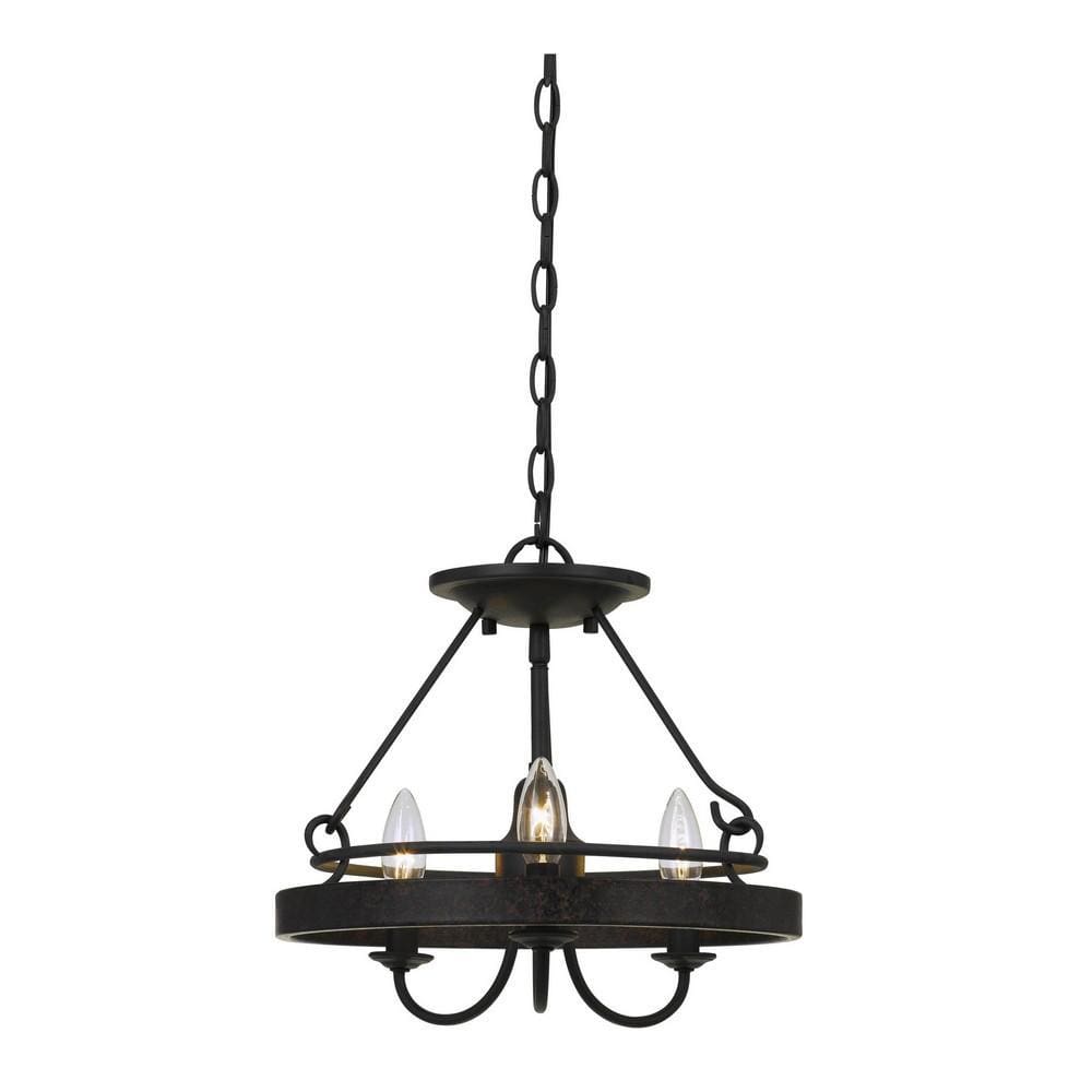 Pendant Fixture | 60W x 3 | Metal Frame | Hardwired | Textured Gray