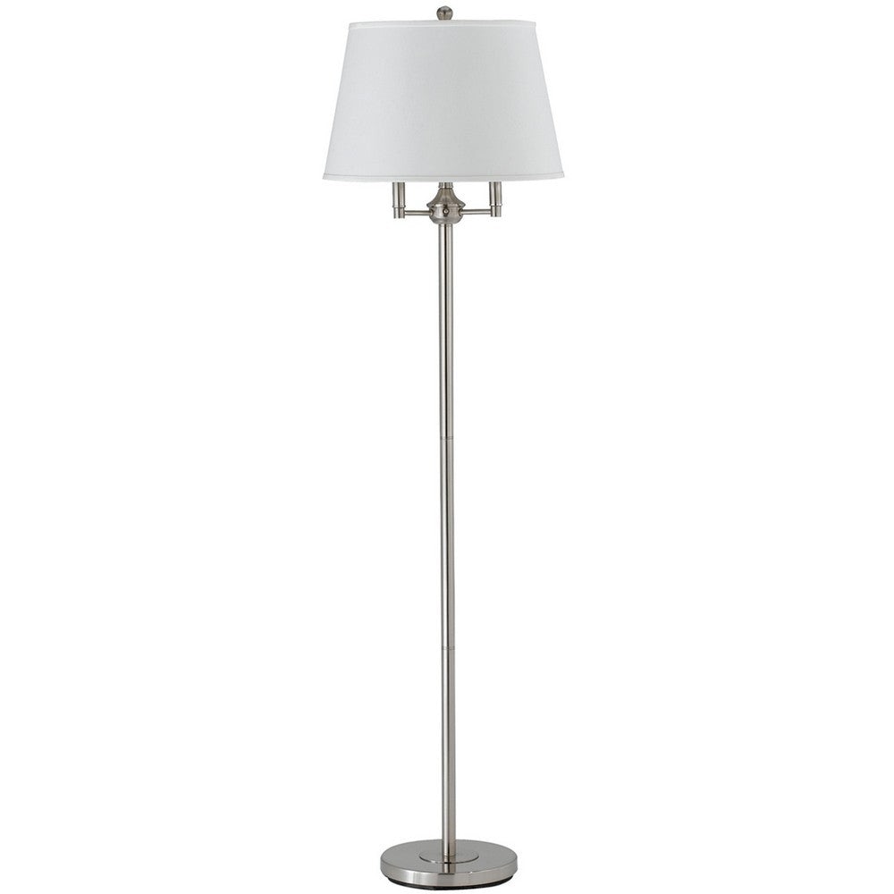 Floor Lamp | Metal | Tapered Drum Shade | Stalk Support | Silver