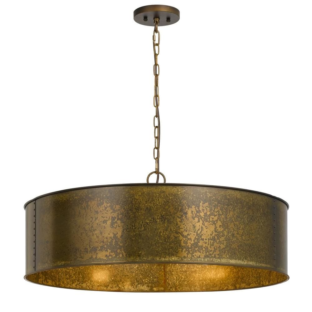 Chandelier | 60W x 5 | Round Frame | 6' Chain | Distressed Gold