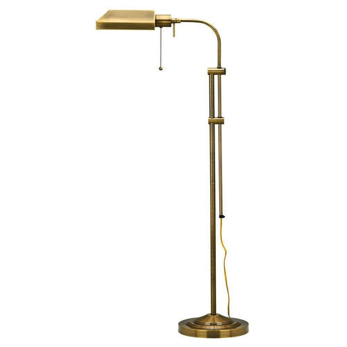 Floor Lamp | Rectangular Metal | Adjustable Pole | Gold