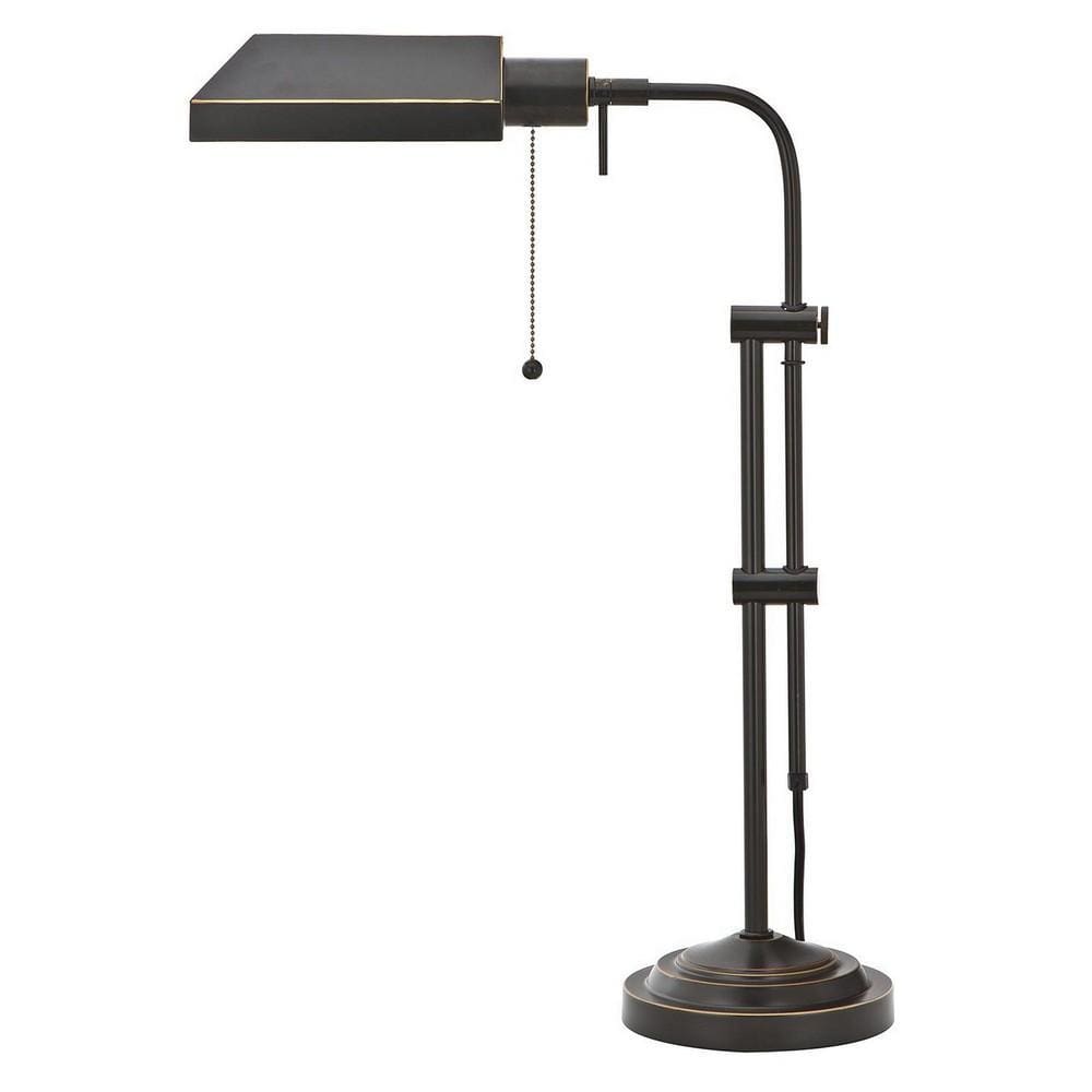 Desk Lamp | Rectangular Metal | Adjustable Pole | Black
