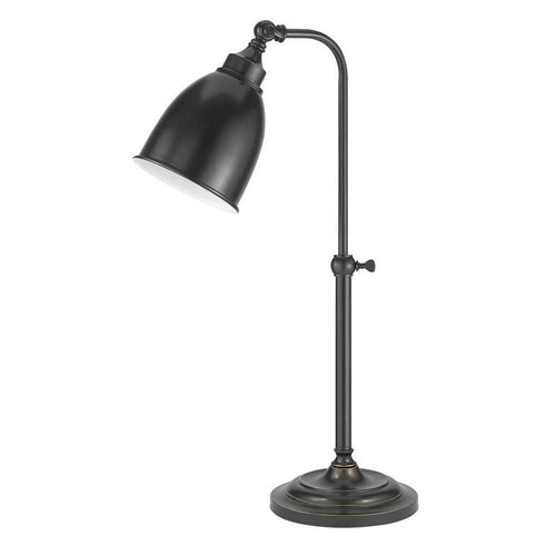 Table Lamp | Round Metal | 25" | Adjustable Pole | Dark Bronze