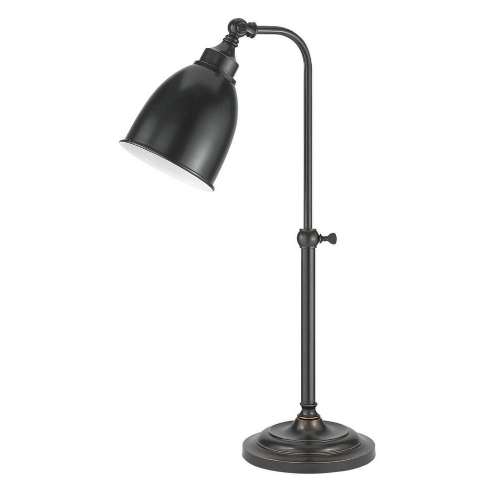 Table Lamp | Round Metal | 25" | Adjustable Pole | Dark Bronze